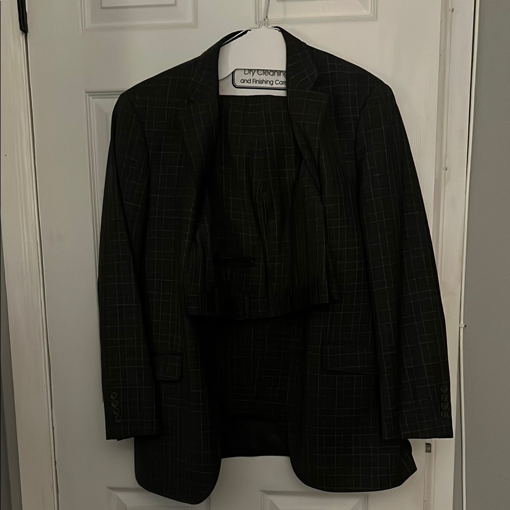 Bachrach Dark Checkered Suit Jacket and matching pant suit
